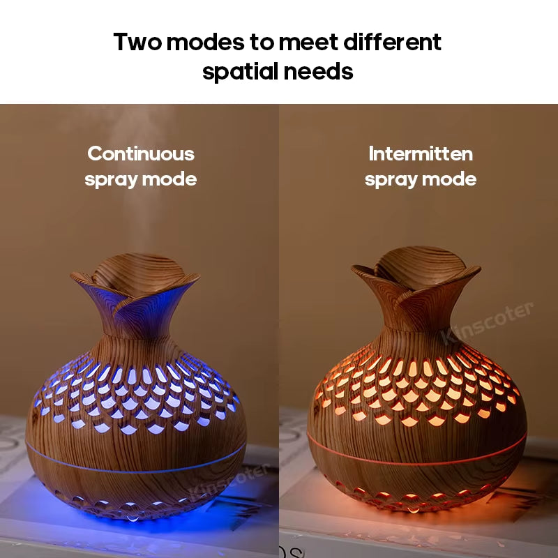 USB Wood Grain Ultrasonic Mist Mini Air Humidifier 7 Color Led Night Light Home Office Portable Humidifier