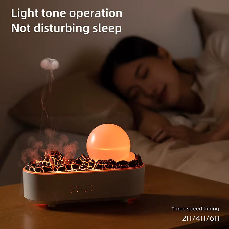 Crystal Ball Essential Oil Volcano Humidifier 200Ml Aromatherapy Diffuser Household Fog Humidifier for Home Office White