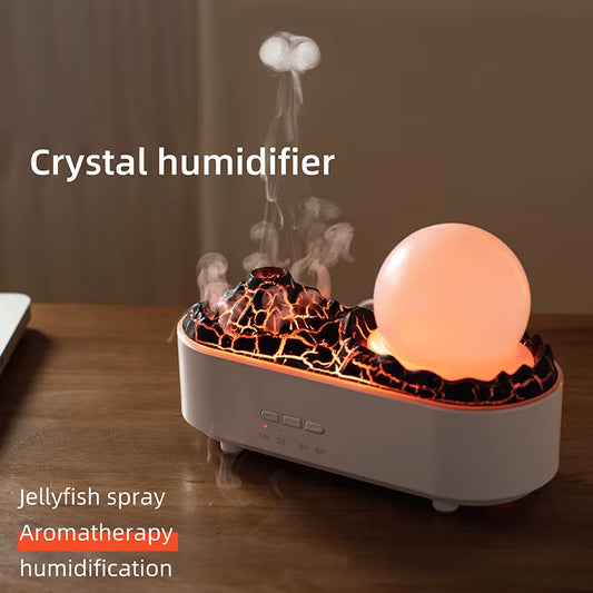 Crystal Ball Essential Oil Volcano Humidifier 200Ml Aromatherapy Diffuser Household Fog Humidifier for Home Office White