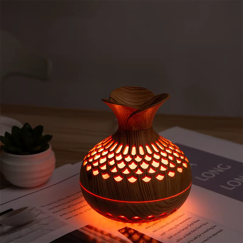 USB Wood Grain Ultrasonic Mist Mini Air Humidifier 7 Color Led Night Light Home Office Portable Humidifier