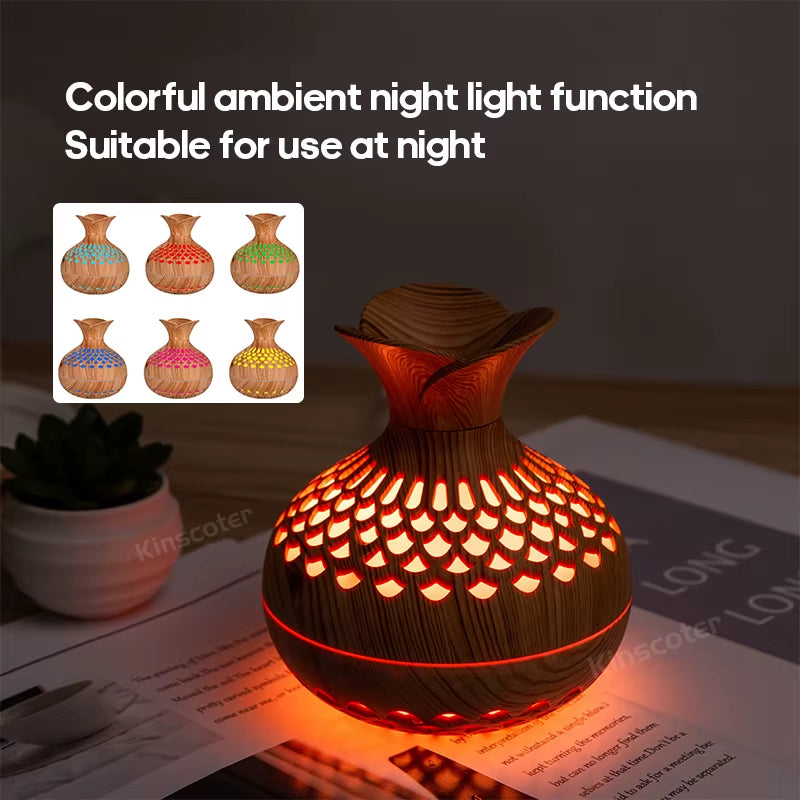 USB Wood Grain Ultrasonic Mist Mini Air Humidifier 7 Color Led Night Light Home Office Portable Humidifier