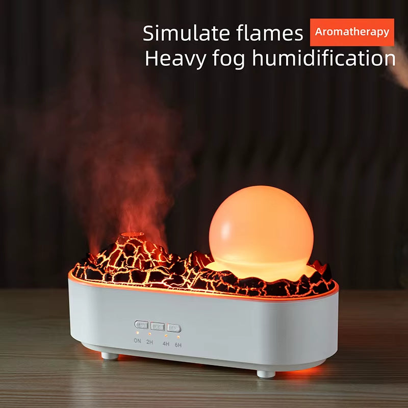 Crystal Ball Essential Oil Volcano Humidifier 200Ml Aromatherapy Diffuser Household Fog Humidifier for Home Office White