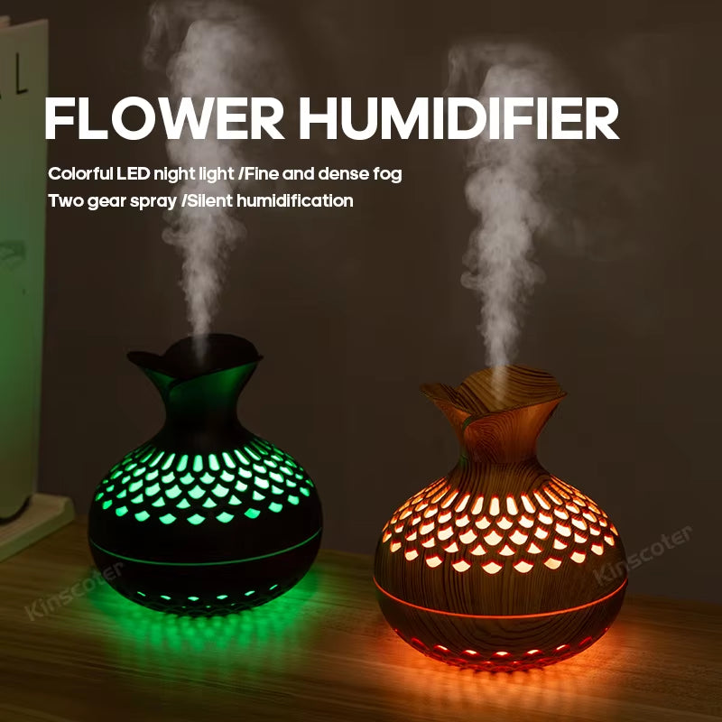 USB Wood Grain Ultrasonic Mist Mini Air Humidifier 7 Color Led Night Light Home Office Portable Humidifier