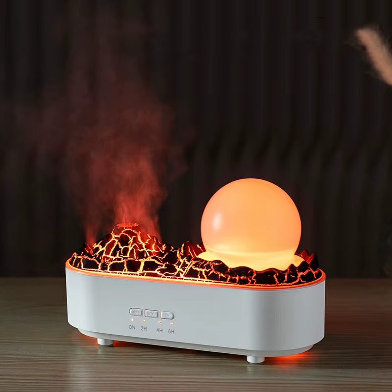 Crystal Ball Essential Oil Volcano Humidifier 200Ml Aromatherapy Diffuser Household Fog Humidifier for Home Office White