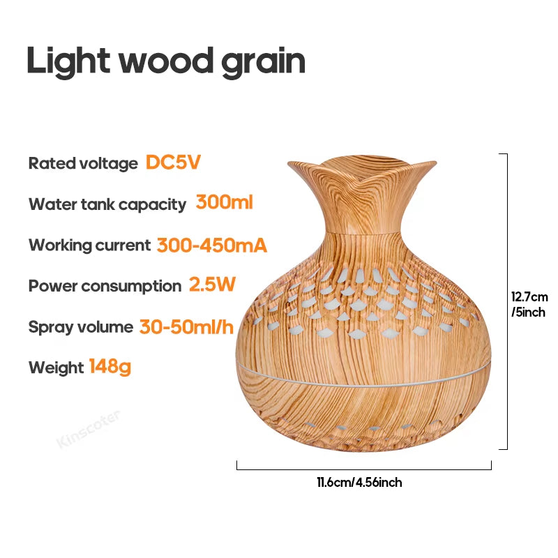 USB Wood Grain Ultrasonic Mist Mini Air Humidifier 7 Color Led Night Light Home Office Portable Humidifier